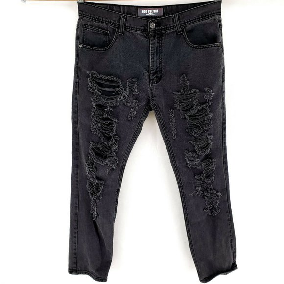 ODD CULTURE Distressed Black Jeans 36x32 Straight - Picture 1 of 7